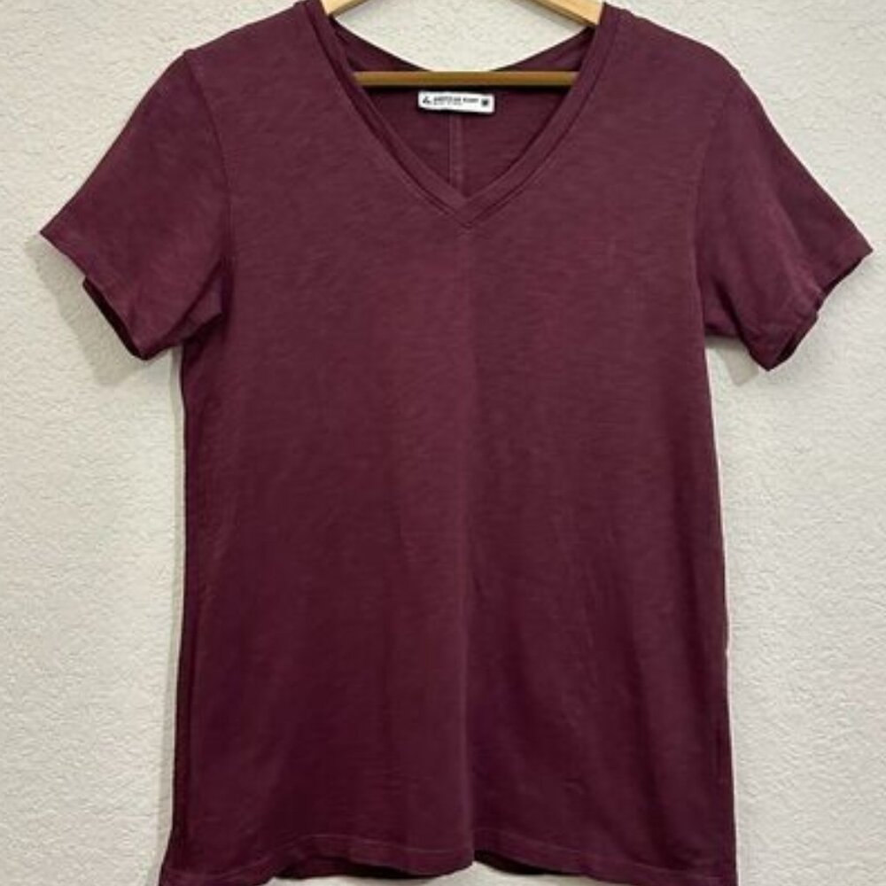 AMERICAN GIANT Premium Slub T-Shirt Dark Mauve Short Sleeve Tee V-Neck